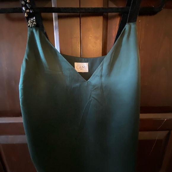 Cami NYC Tops - CAMI NYC Green Silk Cami Top with
Beaded Straps